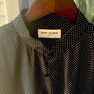 Saint Laurent Band collar Men’s Black Silk shirt